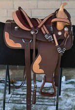 Synthetic Western Barrel Racing Trail Horse Tack Saddle Size 15".