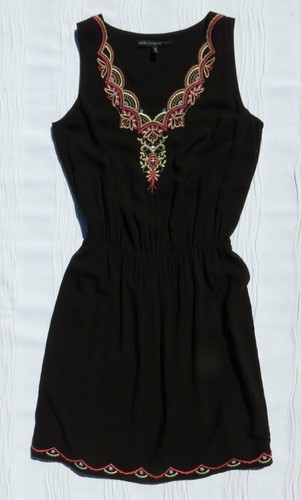 CASA BLANCA MERCADO NEGRO Rayón Bordado Cuello en V B Blusa Vestido EE. UU. XS - Imagen 3 de 5