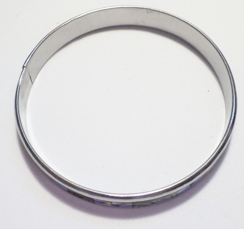 Colorful Paua Abalone Shell Inlay Stainless Steel Bangle Bracelet 7.85" x 3/8" - Picture 4 of 4