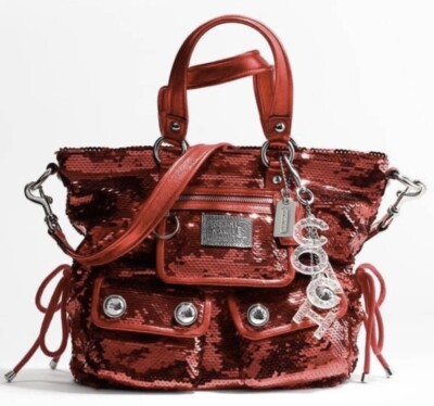 Coach Poppy Red Sequin Handbag / Tote / Cross Body / Purse | eBay