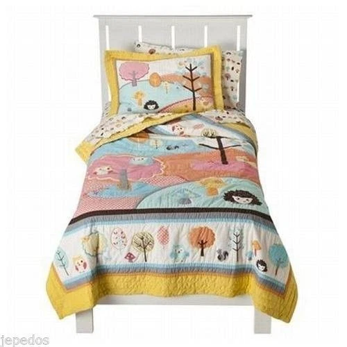 Juego completo de fundas de edredón Circo Love 'n Nature Queen búho pájaros árboles amarillo azul rosa Foto 4 de 4