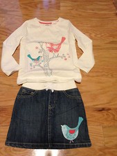 NEW Gymboree Snowflake Glamour Birds in Tree Top Denim Bird Skirt Glitter 4