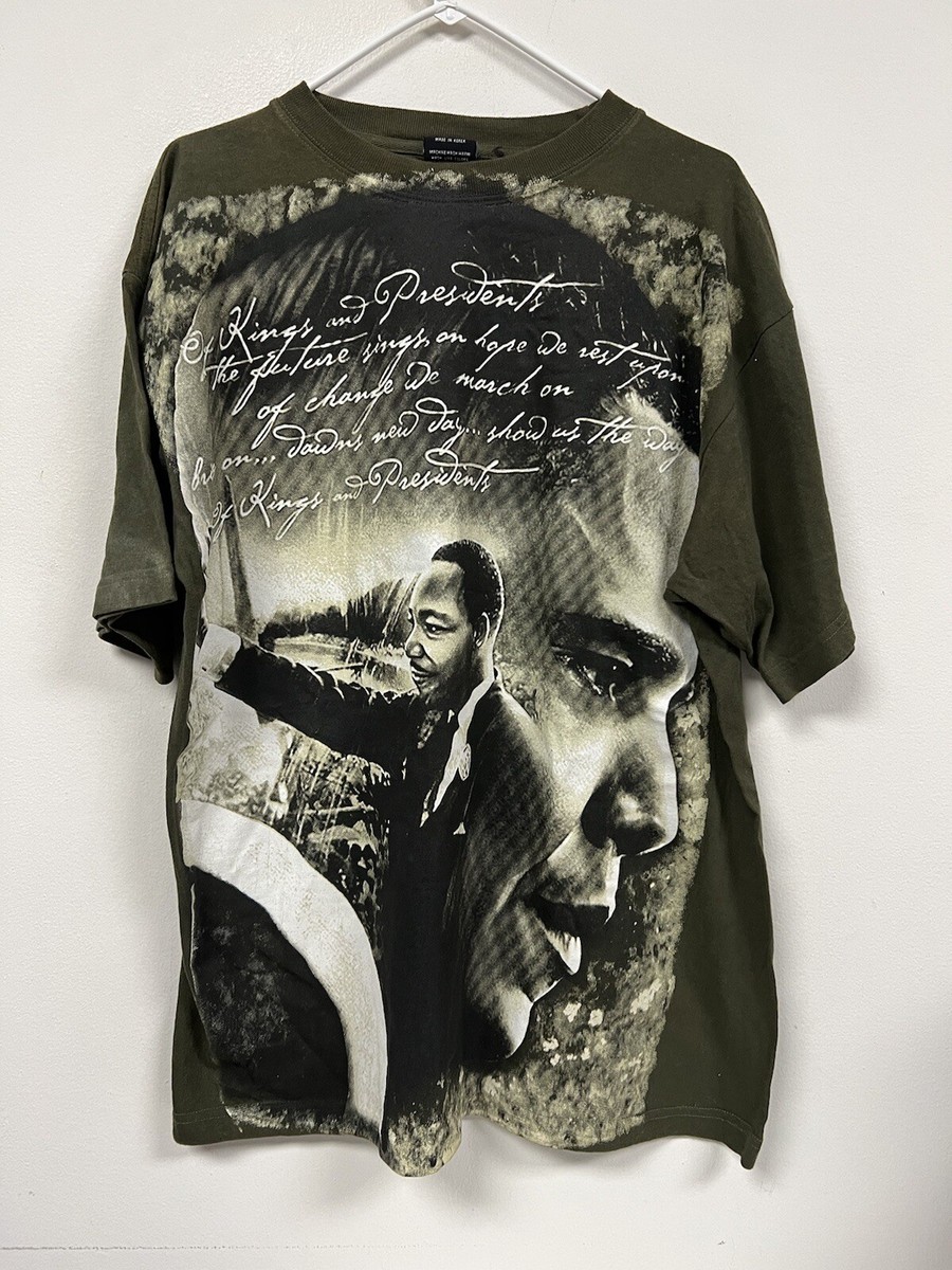 Vintage Martin Luther King JR Obama T Shirt Mens Size Large AOP 