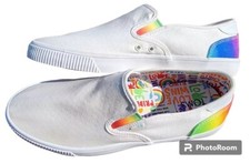 TOMS Pride Slip Ons Mens Size 9.5 White Rainbow LOVE WINS