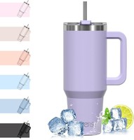 Isolierter Edelstahl Thermobecher 40Oz Mit Griff Und Strohhalm Lila