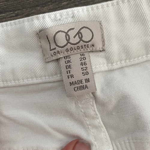 Pantalones de mezclilla Capri cintura alta para mujer talla 16 con logotipo de LORI GOLDSTEIN malvavisco blanco - Imagen 7 de 9