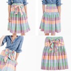 J Crew Womens Tie Front Skirt Rainbow Gingham Plaid Size 6 — photo 3