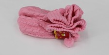 Joe Boxer Knit Bootie Slippers Womens SZ 4-10 Pink Cable Knit Pom Poms Non-Slip