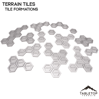 Tabletop Terrain Hextech Tiles – 6 Mm Geländefliesen Für Mech-Wargames, 48 Teile + Tabletts
