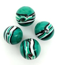 NEW for 2022 22mm "Riptide" Green/Teal Handmade Art Glass Marbles Pk 4 7/8th"
