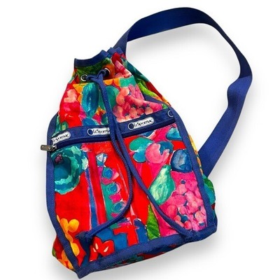 Vintage 80s LeSportSac Bucket Bag Sling Backpack Colorful 