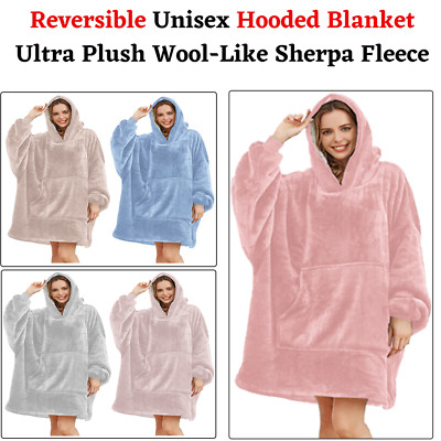 Hoodie Decke übergroß schweres Plüschtier Sherpa Fleece riesiges Kapuzenpullover Erwachsene