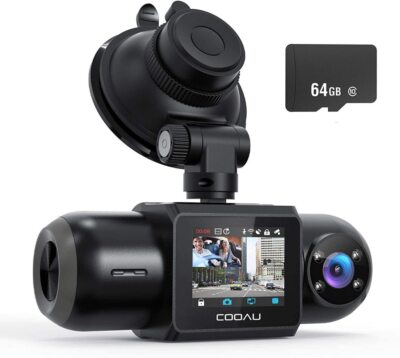 1080P FHD Front Dash Cam Built-in GPS Wi-Fi Car Cam 64GB SD Card Included