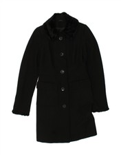 Marks & Spencer Womens Standard Overcoat Uk 8 Small Black New Wool Xs10