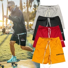 Men Mesh Drawstring Alphabet Five Pants Men Muscle Broth Gym Shorts Sweatpants