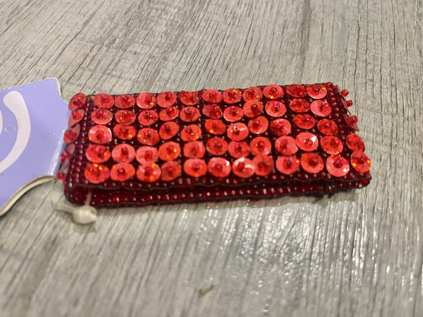 Vintage Ruby Red Sequins Beaded Stretch Bracelet … - image 6