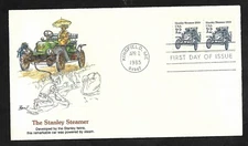 #2132  12c Stanley Steamer 1909 - Fleetwood FDC Coil Pair  