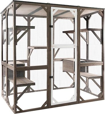 PetsCosset Cat House Large Outdoor Catio Run Enclosures with Muti Platforms