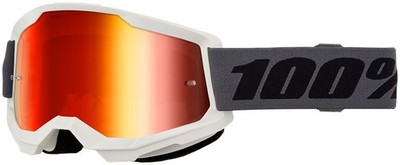 100% Strata 2 MTB Goggle Gray with Red Mirror Lens - Anti-Fog, Durable