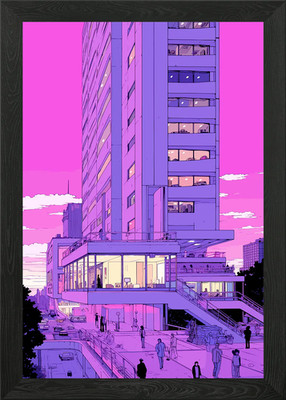 Lofi Pink Retro Framed Wall Art Poster Canvas Print Picture
