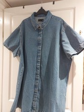 ASOS BNWOT Size 22 100% Cotton Denim Dress Button Up With Collar. Short Sleeve