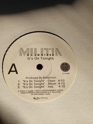 Rare Vinyl Record Militia All Stars It's On Tonight. New Never Played