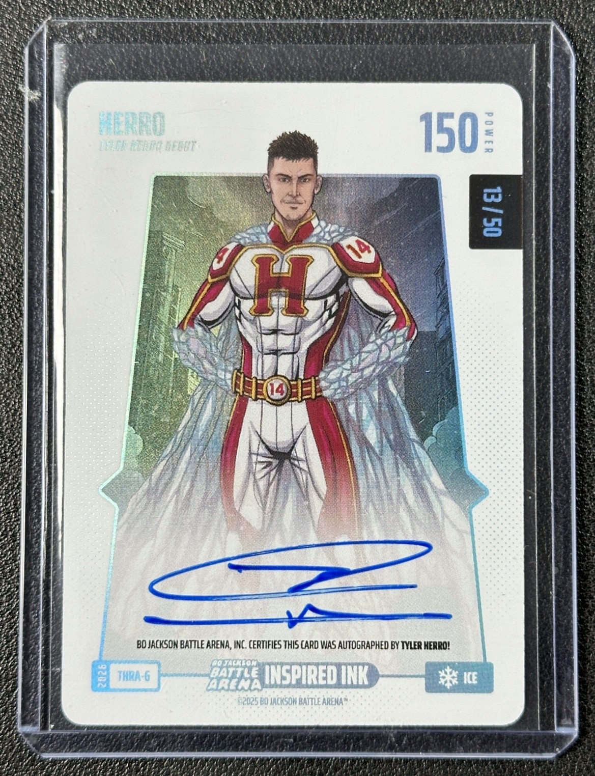 TYLER HERRO DEBUT 2025 BO JACKSON BATTLE ARENA INSPIRED INK AUTO ICE 13/50