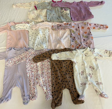 Newborn Baby Girl Footed Sleeper Pajama Lot 11 pc Carter  s Cloud Island EUC