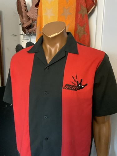 Vintage Hilton Retro Bowling Strikers Embroidered Rockabilly Button Camp Shirt L - Picture 8 of 8