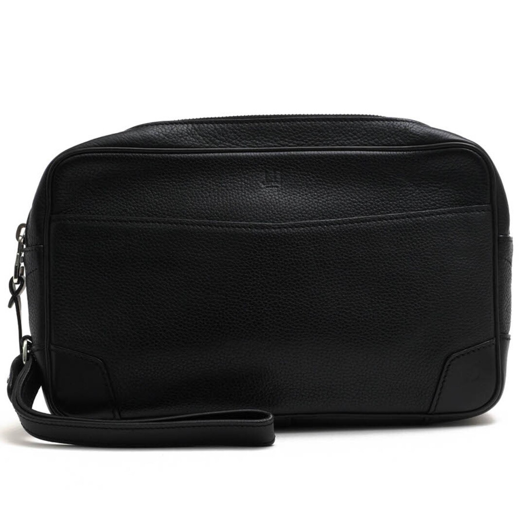 Dunhill Boston Clutch Bag Black Leather Grain Calfskin Men's 26cm x 17cm