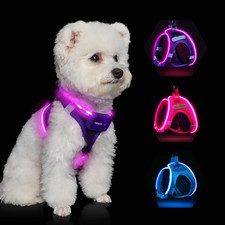 Light up Dog Harness,Rechargeable LED Dog Harness for Small Medium Large Dogs,Re