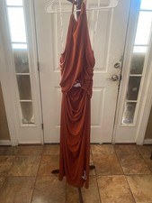 Women's ASOS DESIGN Rust Halter Neck Ruched Maxi Dress Plus 14