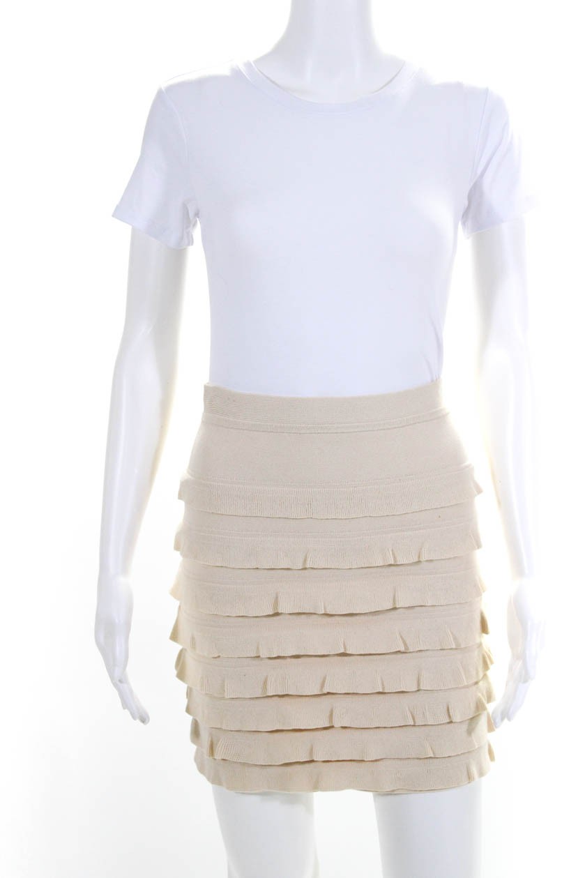 3.1 Phillip Lim Womens Ruched Mini Skirt Nude Beige Cotton Size Small LL19LLFree Shipping in US $100+ Orders | $6.95 Orders Below