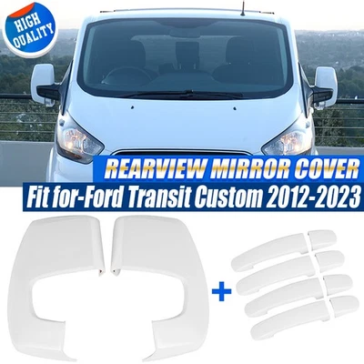 GLOSS WHITE WING DOOR HANDLE MIRROR COVER FOR FORD TRANSIT CUSTOM /TOURNEO 2012+ - Image 1 of 4