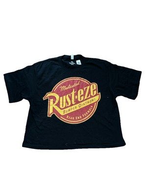 Rust-Eze Ointment Logo Women s Crop Top TShirt Size XL Black Disney / Pixar