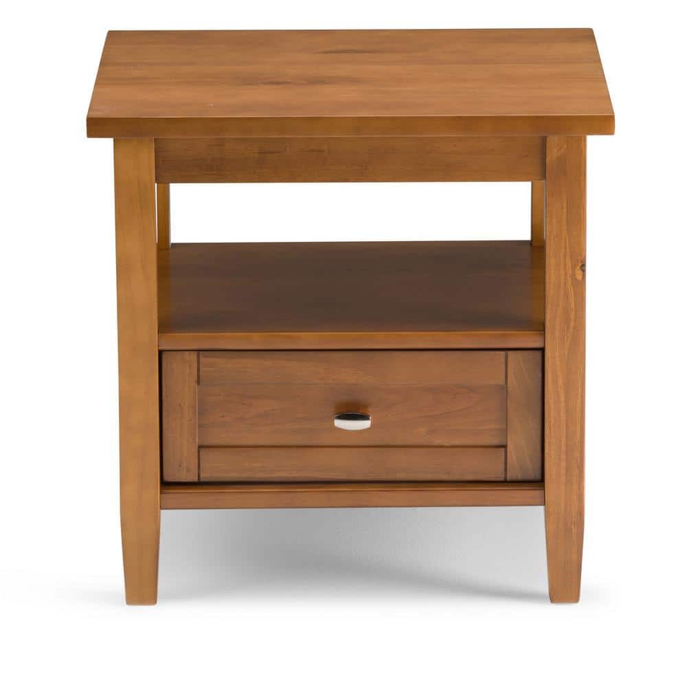 Warm Shaker Solid Wood 20 in.Wide Rectangle Transitional End Side Table in Light