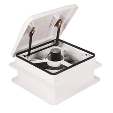 Doppy 14" RV Roof Vent Fan, 12V Vent Fan 12" Diameter Blade w/White lid, 4 Sp...