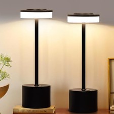 2 Pack Black Cordless Table Lamp Portable LED Desk Lamp 5000mAh Black-2 pack