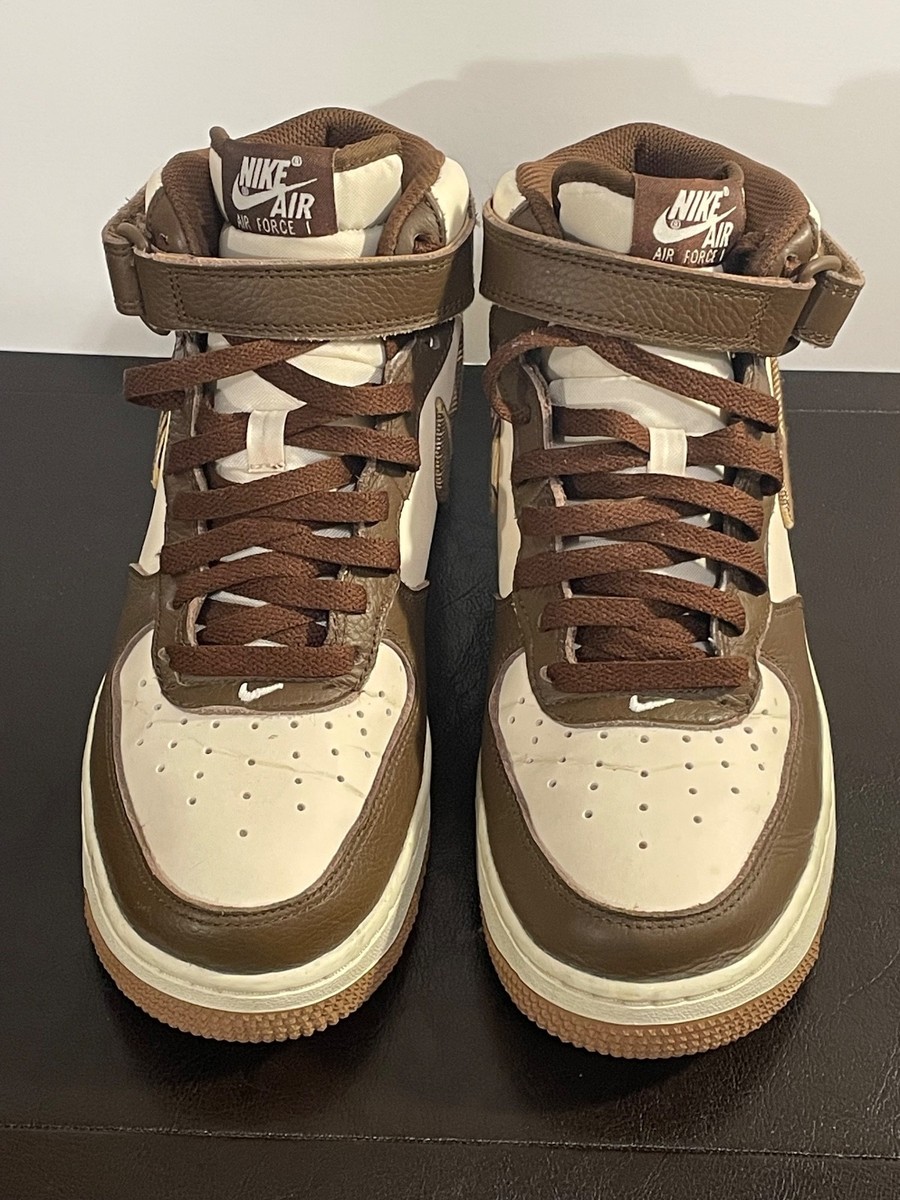 NIKE MENS SIZE 7 SHOEW AIR FORCE 1 MID BROWN PLAID DV0792 