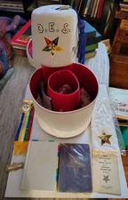 Order of the Eastern Star ILL. OES Fez Hat- White With Blue Tussle,OFF White FEZ