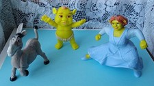 (3) SHREK THE THIRD 2007 MCDONALD'S HAPPY FOOD TOYS BURRO/BEBÉ/FIONA *SIN SONIDO*