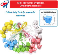 Tooth Box Organizer Kids Baby Save Milk Teeth Storage Box w/String, Assort 10/Pk