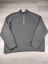 Tommy Bahama Sweater Mens M Gray Reversible 1/4 Zip Knit Marlin Dark Light