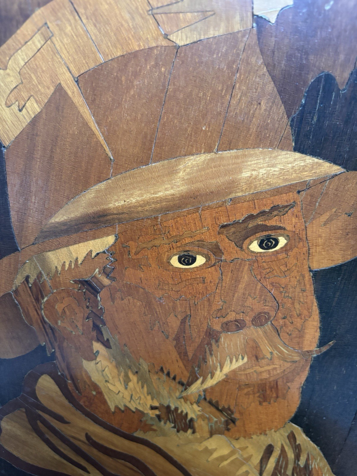 Vintage Marquetry Mosaic Wood art 14” X 16”