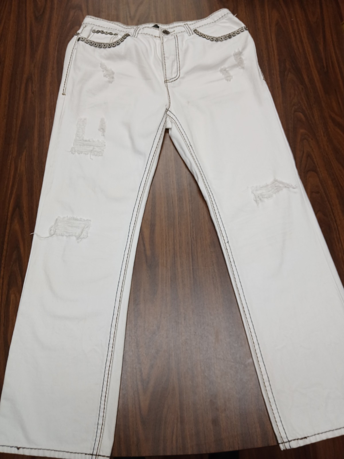 Rock Revival Jeans Alternative Style Studded  Leather Straight 36 X 32