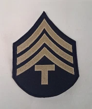 WWII US Army Technician 4th Grade T/4 Patch Military Surplus 3" x 4.25" Blue VTG