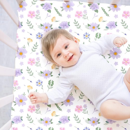 Confezione 4 Lenzuola Lettino Culla Farfalla Per Bambina Viola Culla Fitte per... - Foto 3 di 7