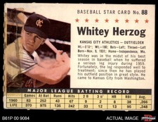 1961 Post Cereal #88 Whitey Herzog  Perforated Athletics HOF 1 - POOR