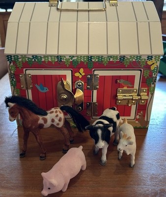 Melissa And Doug Wooden Latches Barn With Farm Animals Very Good