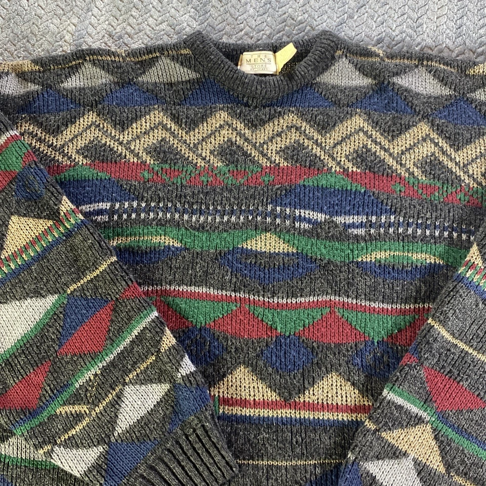 Vintage The Mens Store at Sears Sweater XL T Pullover Geometric Print Grandpa - Image 2 of 4